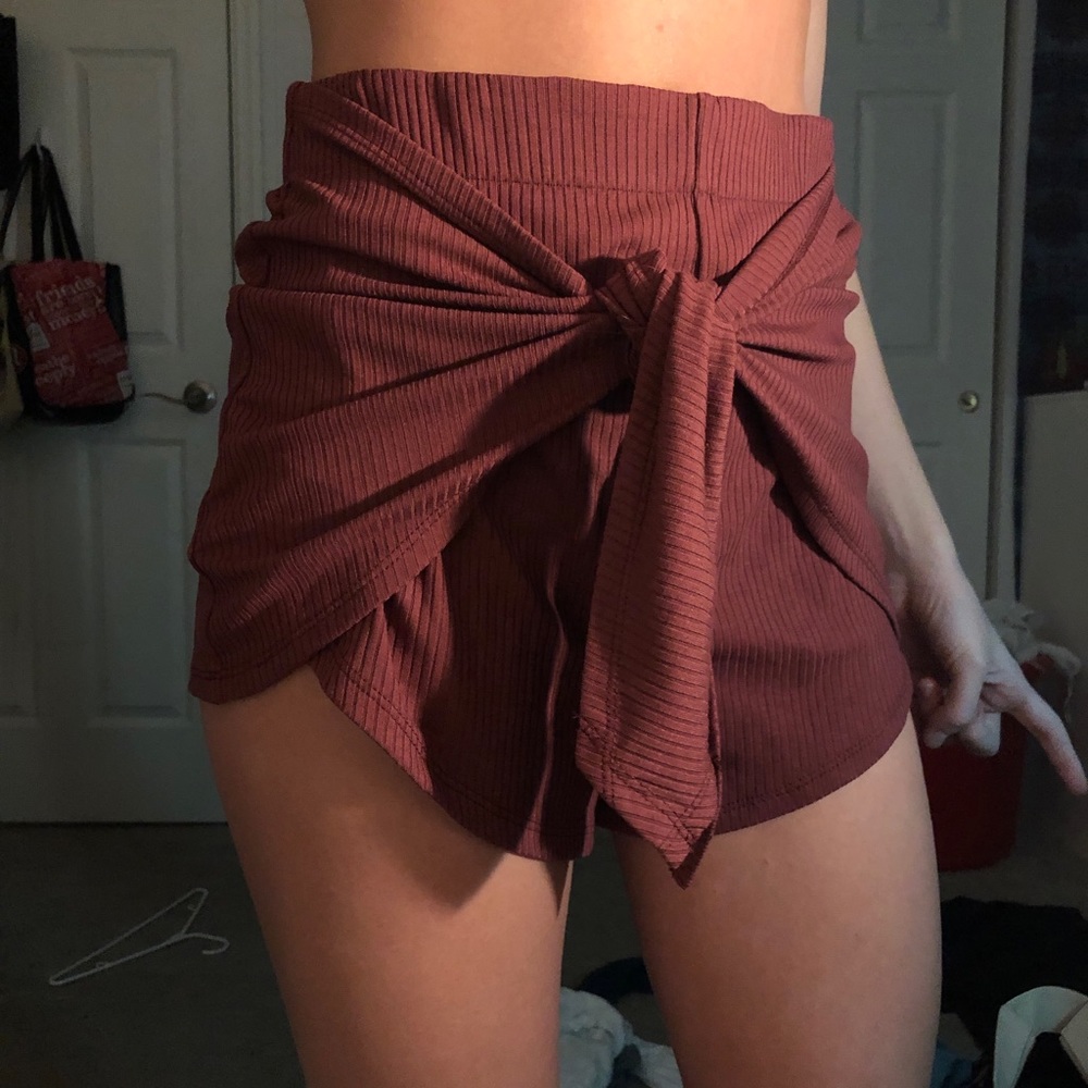 Essue brand wine colored shorts.